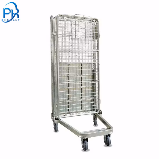 Industrial Folding Nestable Cargo Storage Steel Wire Mesh Roll Container