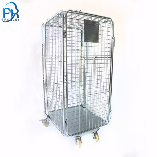 Industrial Folding Nestable Cargo Storage Steel Wire Mesh Roll Container